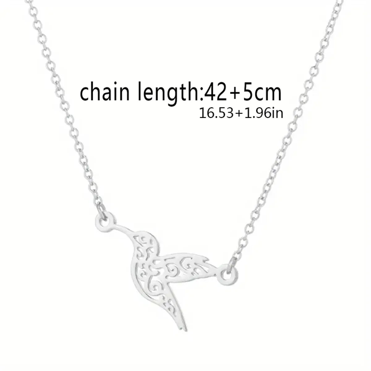 Wholesale Jewelry Simple Style Hummingbird 304 Stainless Steel Silver Plated Hollow Out Pendant Necklace