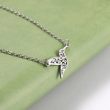 Wholesale Jewelry Simple Style Hummingbird 304 Stainless Steel Silver Plated Hollow Out Pendant Necklace