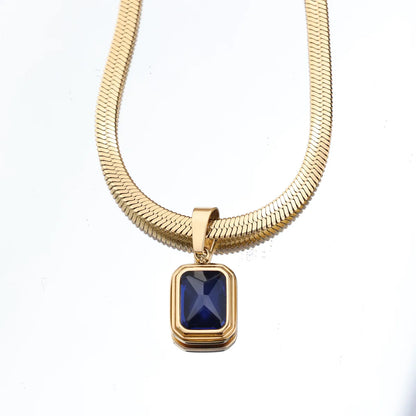 Wholesale Jewelry Simple Style Solid Color Natural Stone 18K Gold Plated Inlay Pendant Necklace