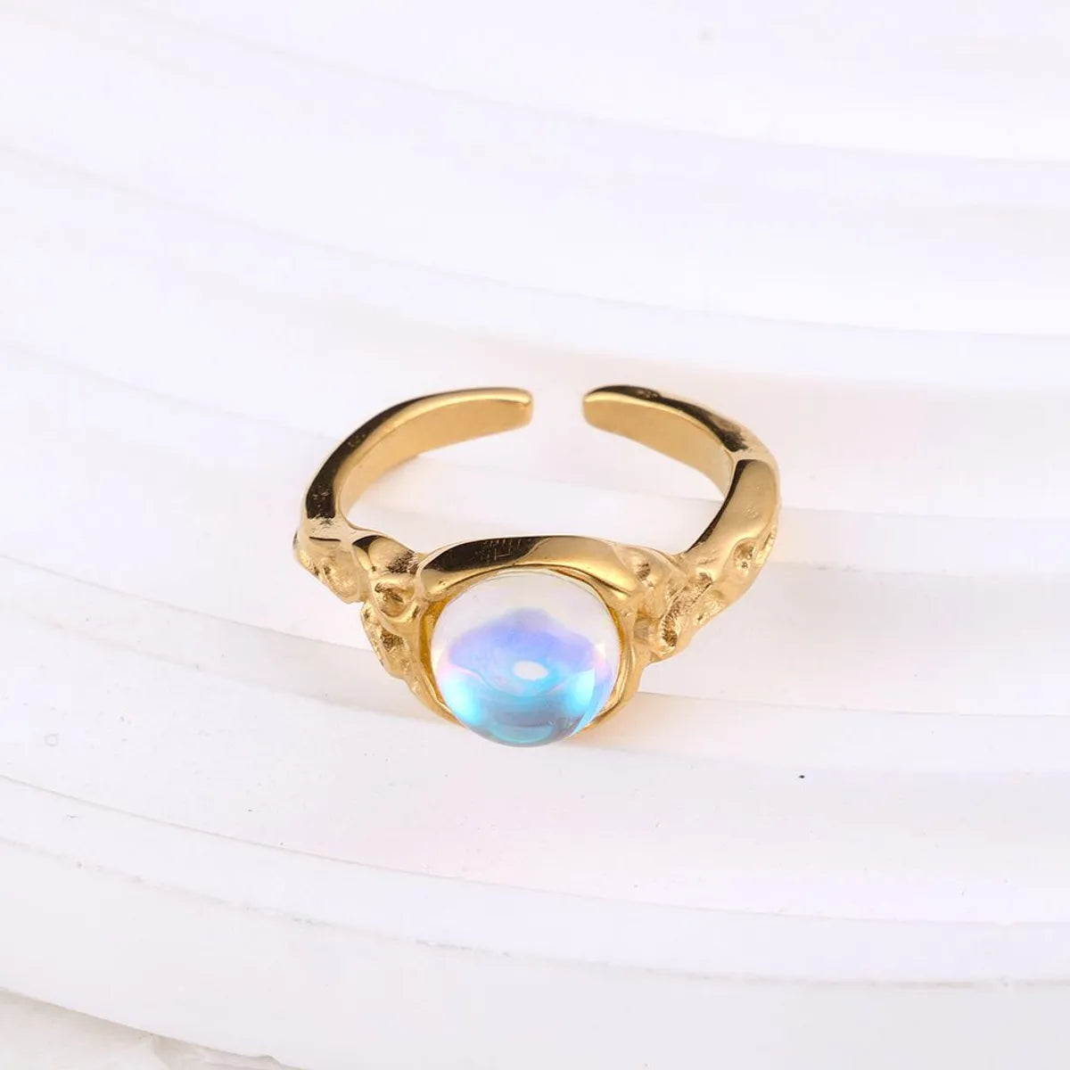 304 Stainless Steel Simple Style Inlay Solid Color Zircon Rings