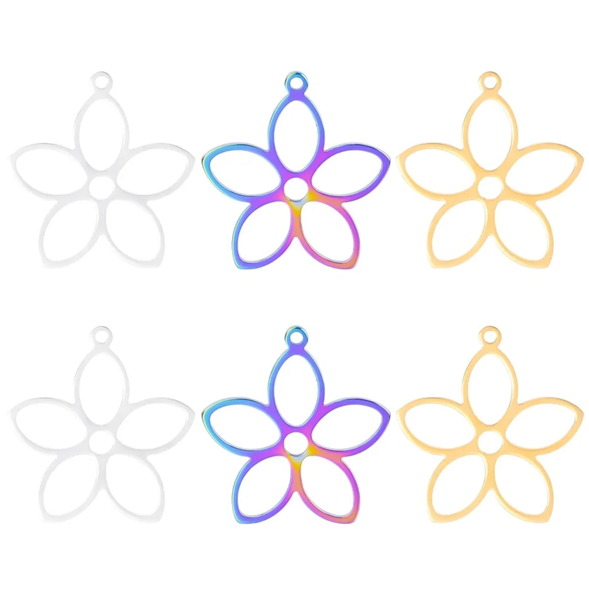 304 Stainless Steel Simple Style Plating Flower Pendant Necklace