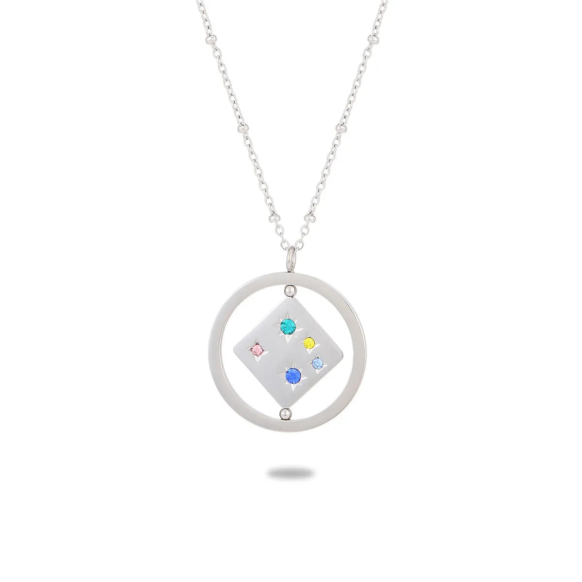 Wholesale Jewelry Simple Style Geometric 304 Stainless Steel Zircon Plating Pendant Necklace