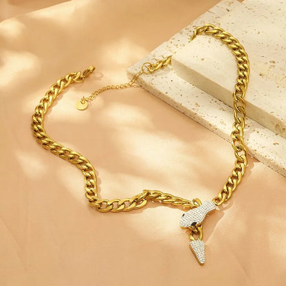 304 Stainless Steel 18K Gold Plated Simple Style Snake Pendant Necklace