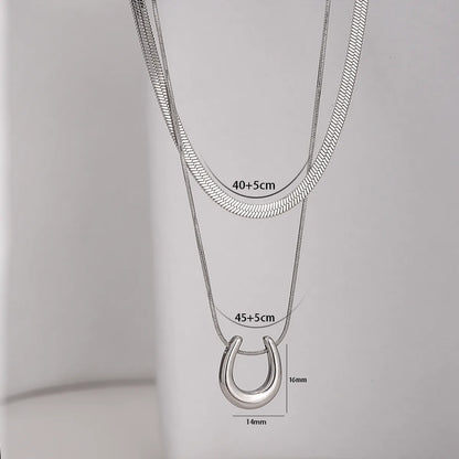 304 Stainless Steel Solid Color Layered Necklaces