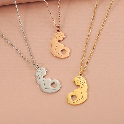 304 Stainless Steel Solid Color Pendant Necklace