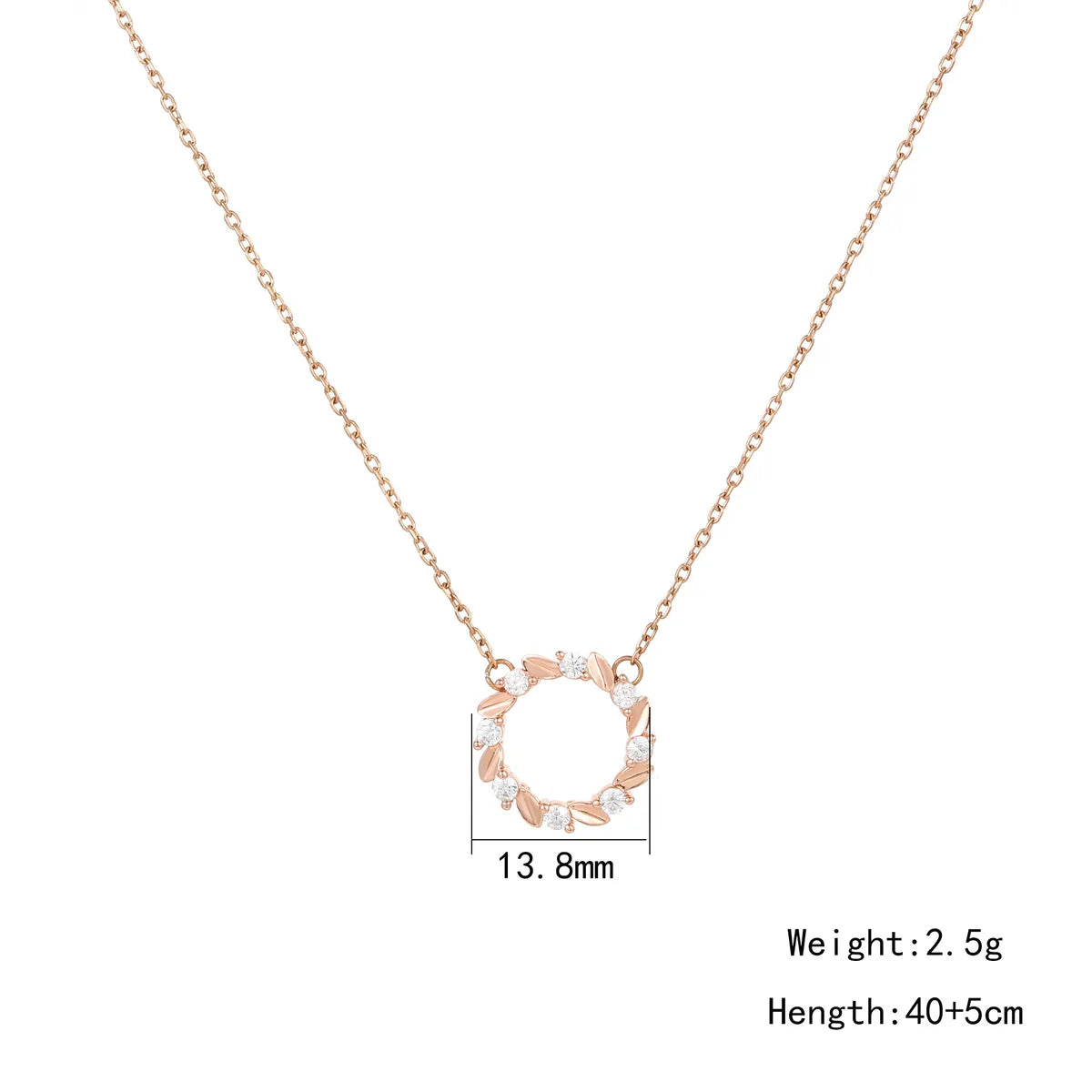 Wholesale Jewelry Fairy Style Elegant Lady Circle 304 Stainless Steel Sterling Silver Zircon Rose Gold Plated Inlay Pendant Necklace