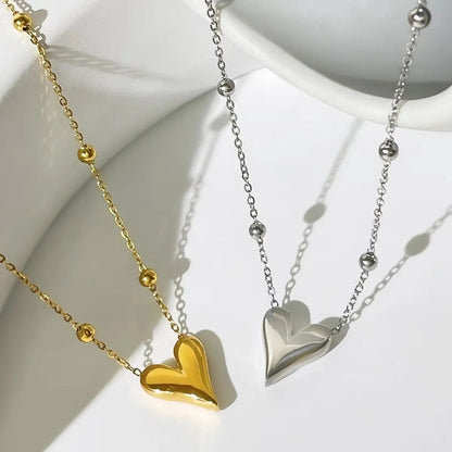 304 Stainless Steel 18K Gold Plated Sweet Heart Shape Pendant Necklace