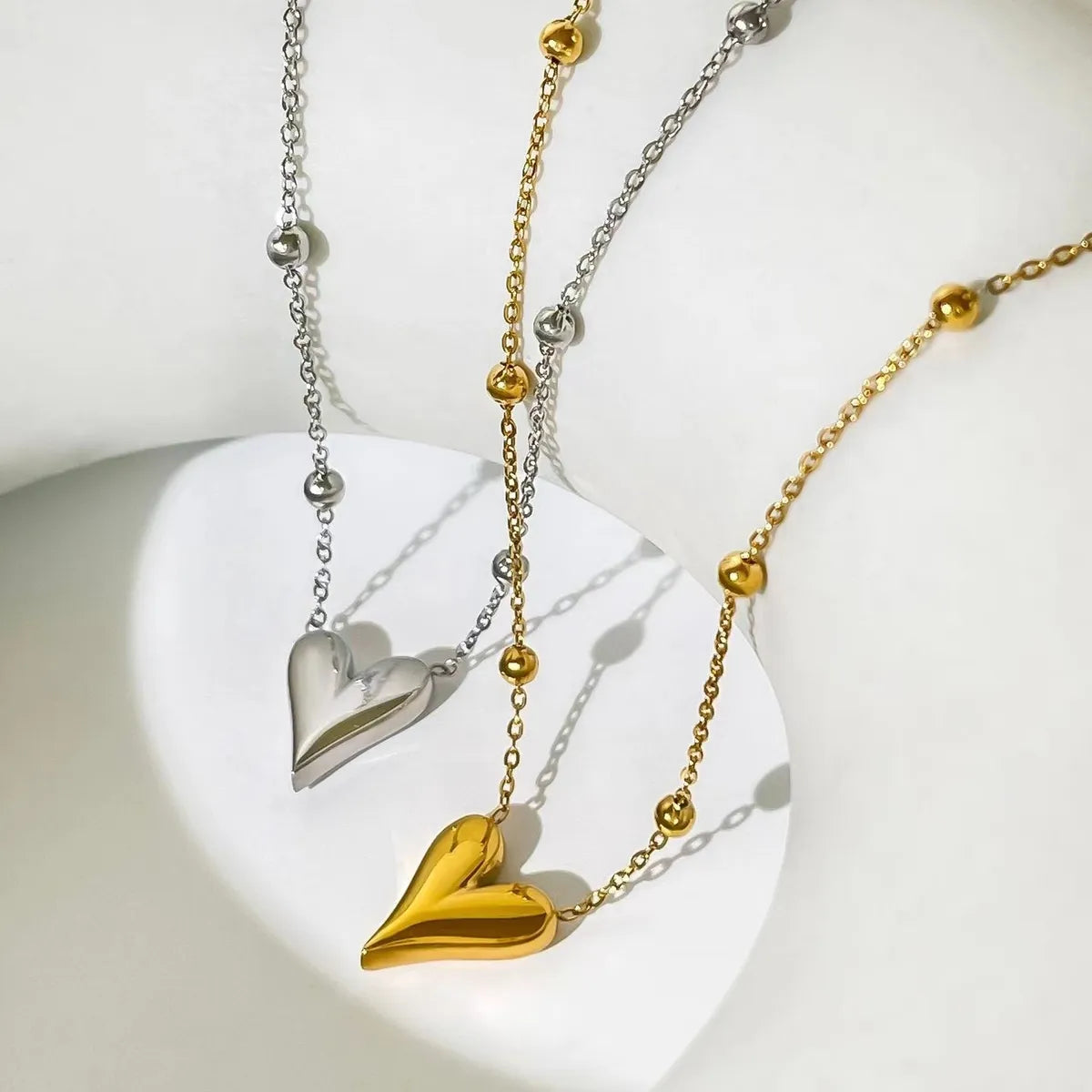 304 Stainless Steel 18K Gold Plated Sweet Heart Shape Pendant Necklace