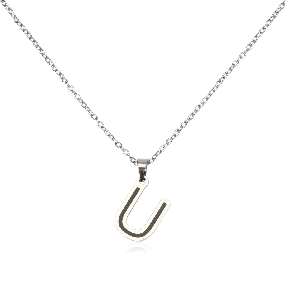 304 Stainless Steel Sweet Polishing Letter Pendant Necklace