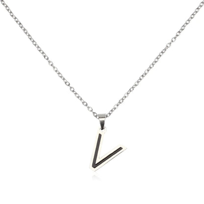 304 Stainless Steel Sweet Polishing Letter Pendant Necklace