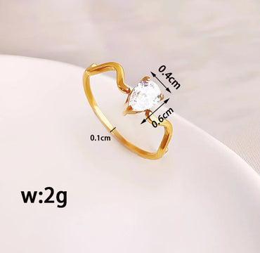 304 Stainless Steel Titanium Steel 18K Gold Plated Basic Simple Style Classic Style Inlay Geometric Zircon Rings