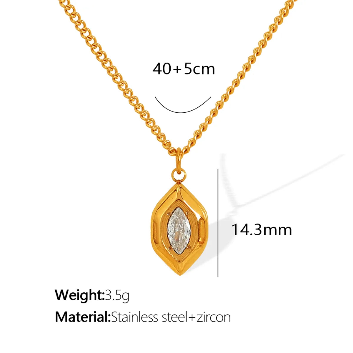 304 Stainless Steel Titanium Steel 18K Gold Plated Casual Retro Hollow Out Inlay Heart Shape Tulip Zircon Pendant Necklace