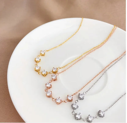 304 Stainless Steel Titanium Steel 18K Gold Plated Elegant Simple Style Plating Inlay Solid Color Zircon Pendant Necklace