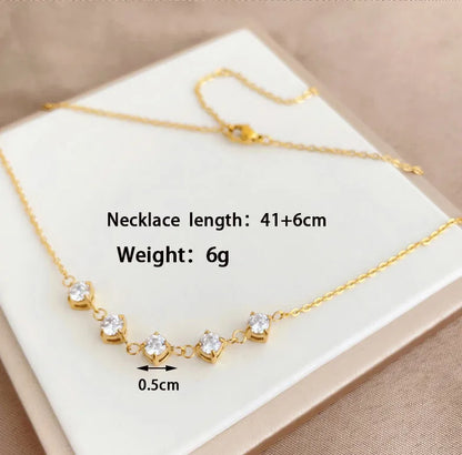 304 Stainless Steel Titanium Steel 18K Gold Plated Elegant Simple Style Plating Inlay Solid Color Zircon Pendant Necklace