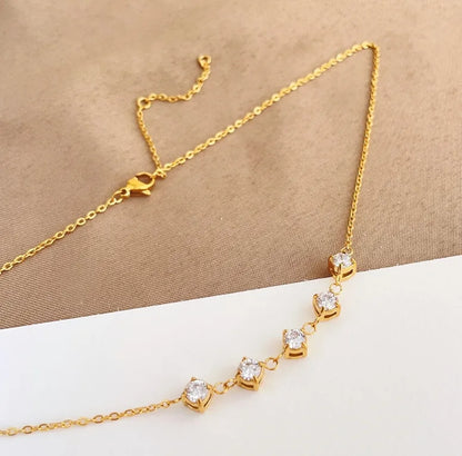 304 Stainless Steel Titanium Steel 18K Gold Plated Elegant Simple Style Plating Inlay Solid Color Zircon Pendant Necklace