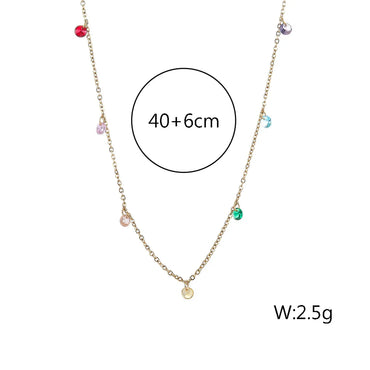 Wholesale Jewelry Elegant Simple Style Geometric 304 Stainless Steel Titanium Steel Artificial Crystal 18K Gold Plated Plating Zircon Necklace