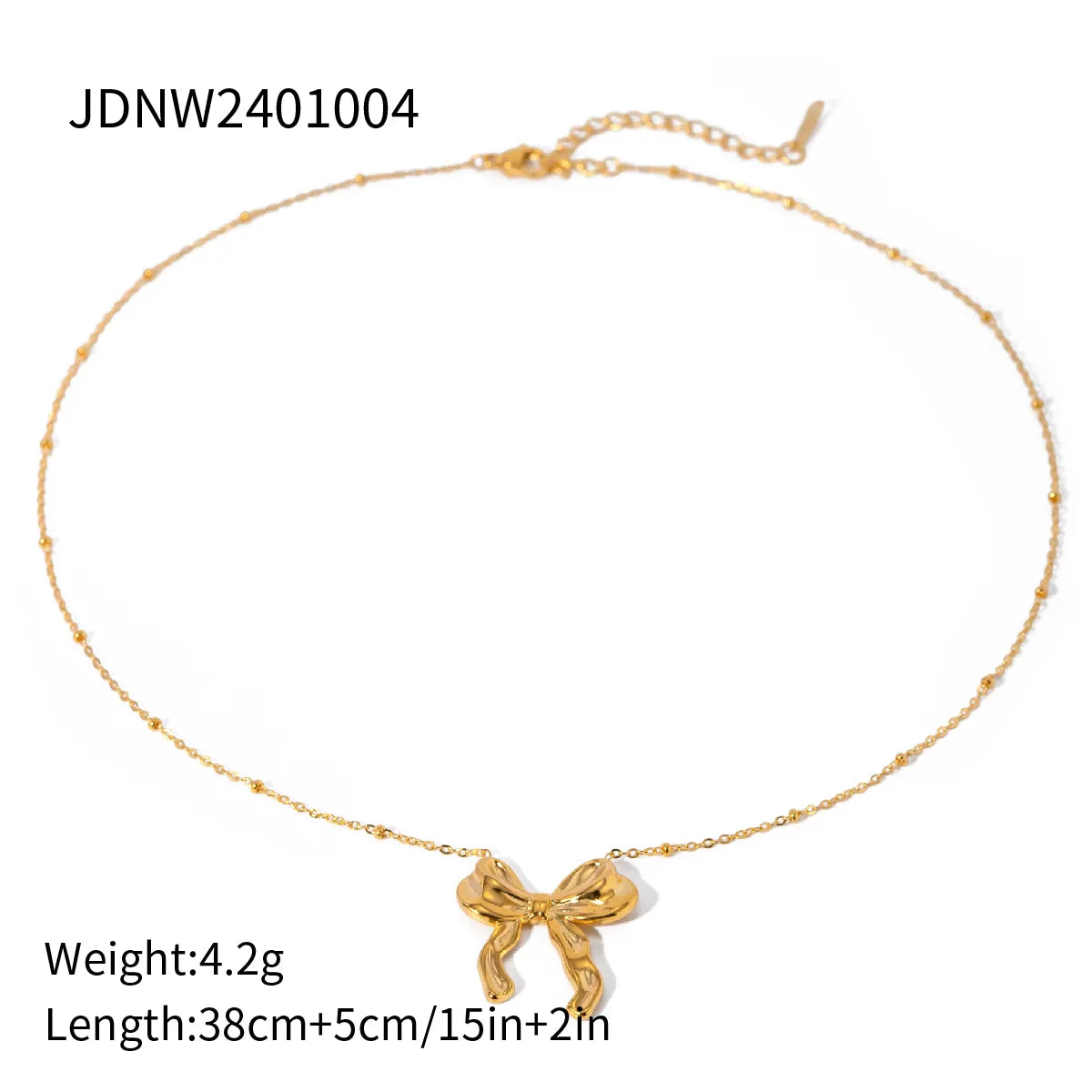 304 Stainless Steel Titanium Steel 18K Gold Plated IG Style Modern Style Classic Style Bow Knot Pendant Necklace