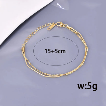 Simple Style Classic Style Geometric Solid Color 304 Stainless Steel Titanium Steel 18K Gold Plated Bracelets In Bulk