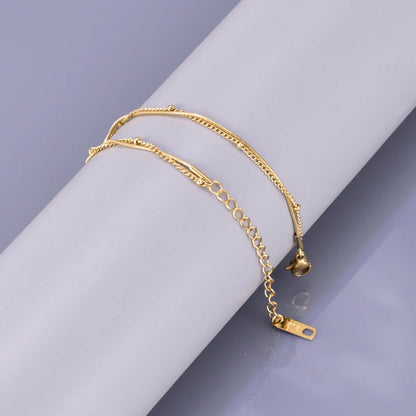 Simple Style Classic Style Geometric Solid Color 304 Stainless Steel Titanium Steel 18K Gold Plated Bracelets In Bulk