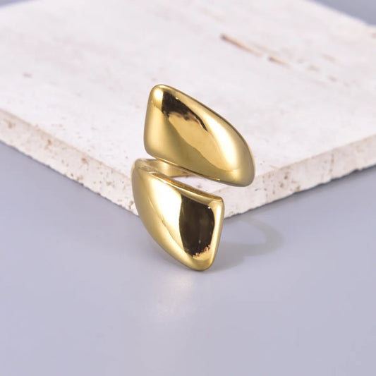 304 Stainless Steel Titanium Steel 18K Gold Plated Simple Style Round Open Rings