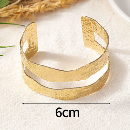 304 Stainless Steel Titanium Steel Simple Style Classic Style Double Ring Bangle