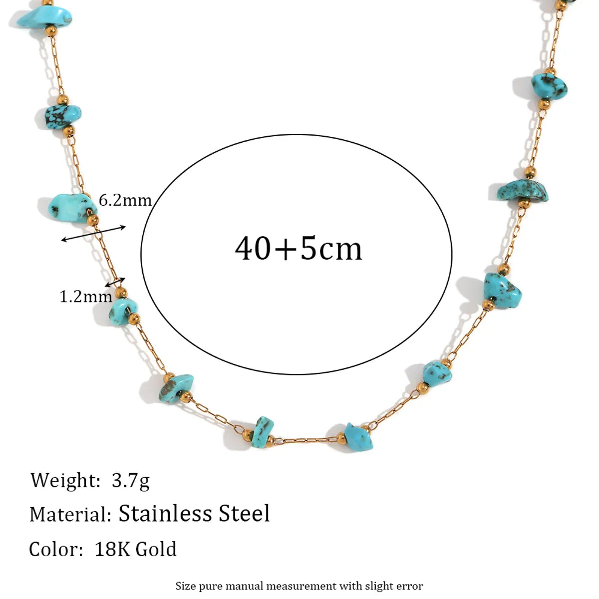 304 Stainless Steel Turquoise 18K Gold Plated Vintage Style Simple Style Classic Style Plating Irregular Bracelets Necklace