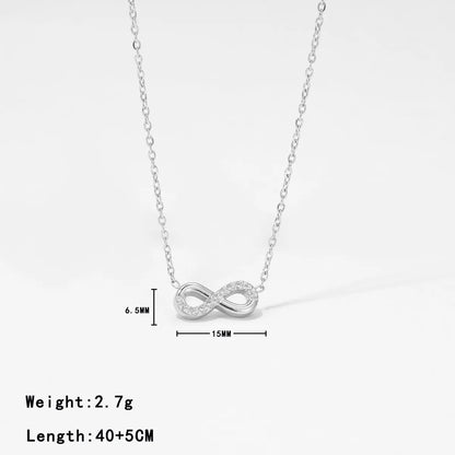 304 Stainless Steel White Gold Plated Gold Plated Casual Simple Style Inlay Infinity Artificial Diamond Pendant Necklace