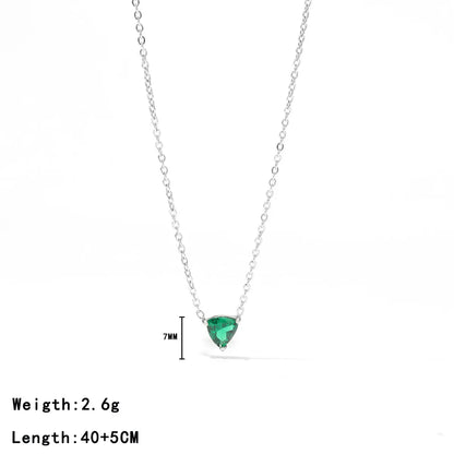 304 Stainless Steel White Gold Plated Gold Plated Elegant Sweet Plating Inlay Solid Color Zircon Pendant Necklace