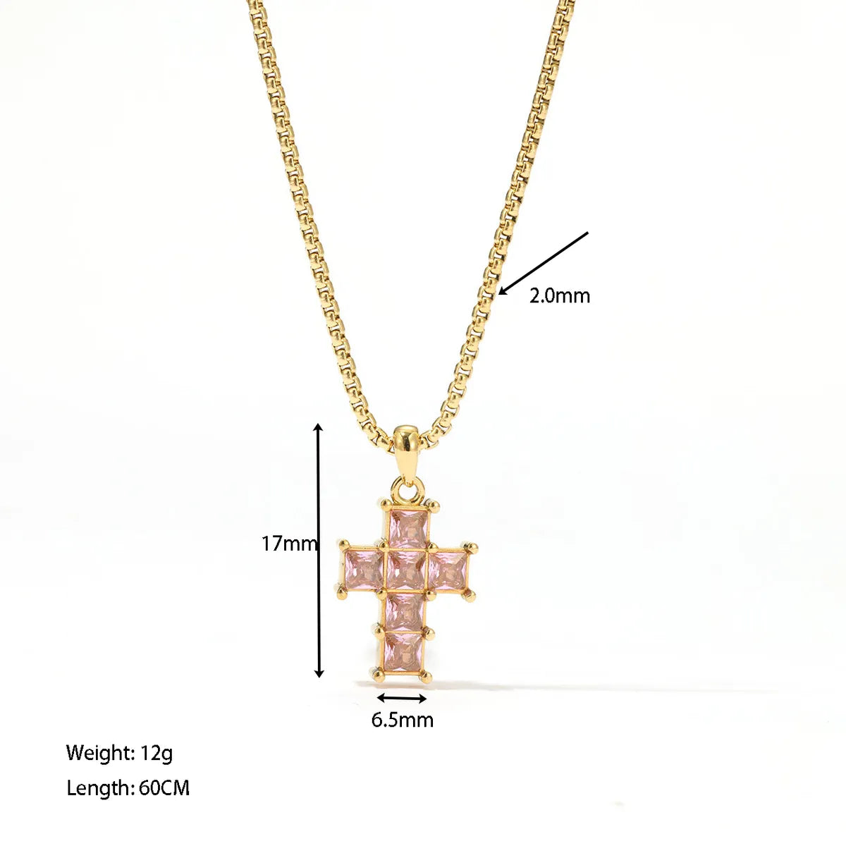 304 Stainless Steel White Gold Plated Gold Plated Luxurious Sweet Plating Inlay Cross Diamond Pendant Necklace