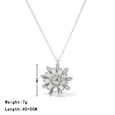 304 Stainless Steel White Gold Plated Gold Plated Modern Style Simple Style Classic Style Plating Flower Pendant Necklace