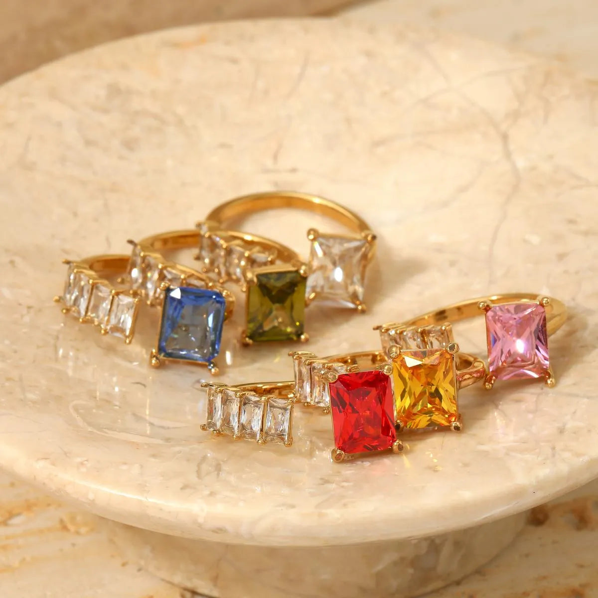 316 Stainless Steel  16K Gold Plated White Gold Plated Gold Plated Casual Plating Geometric Zircon Open Rings