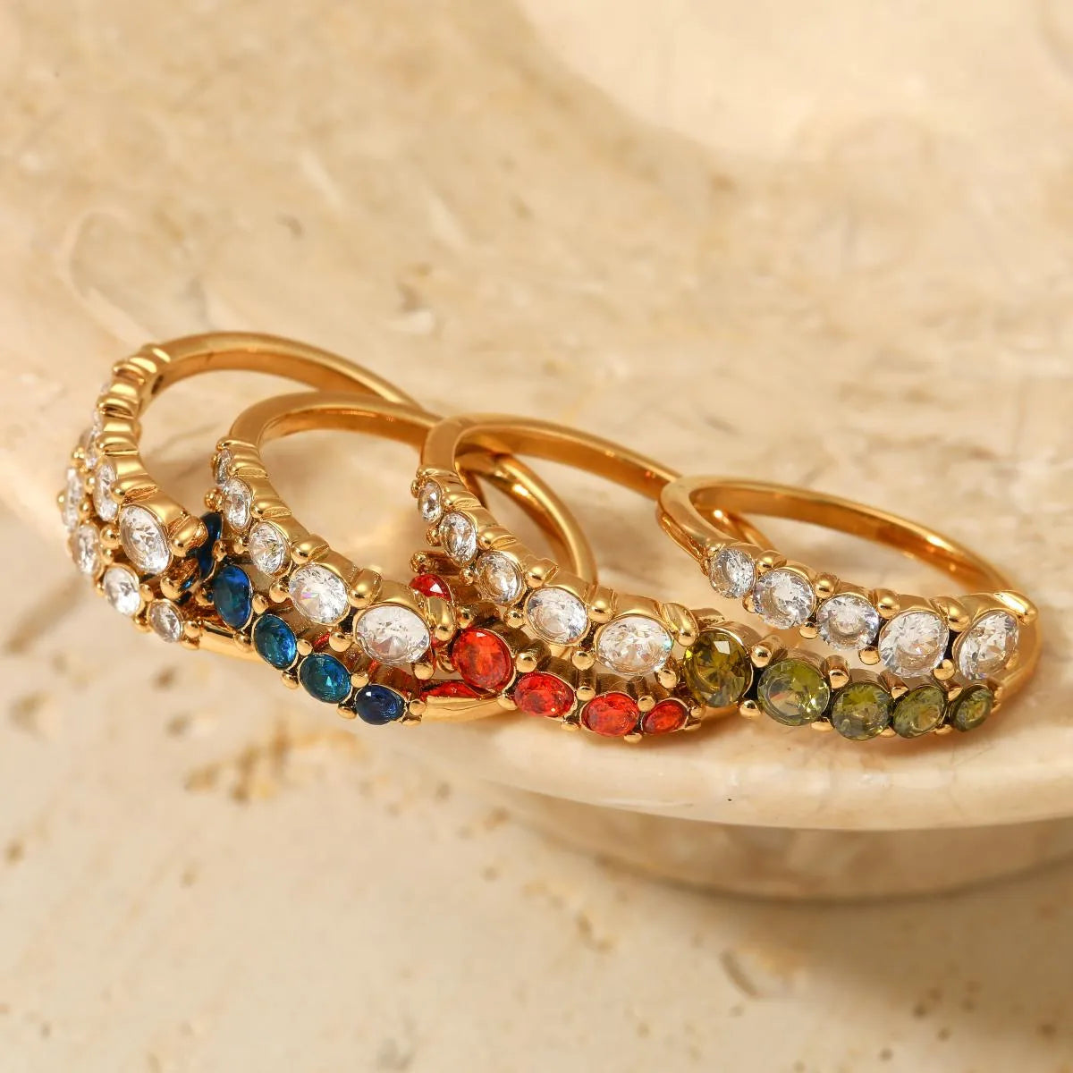 316 Stainless Steel  16K Gold Plated White Gold Plated Gold Plated Casual Plating Geometric Zircon Rings