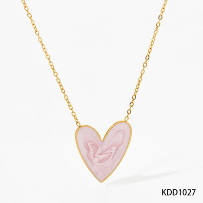 316 Stainless Steel  16K Gold Plated White Gold Plated Gold Plated Simple Style Classic Style Heart Shape Earrings Necklace