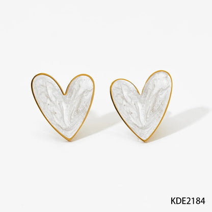 316 Stainless Steel  16K Gold Plated White Gold Plated Gold Plated Simple Style Classic Style Heart Shape Earrings Necklace