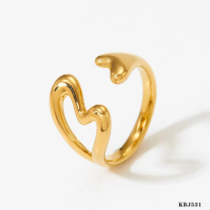 316 Stainless Steel  16K Gold Plated White Gold Plated Sweet Heart Shape Open Rings