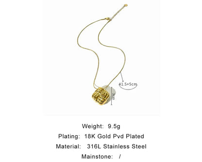 316 Stainless Steel  18K Gold Plated Elegant Luxurious Waves Twist Pendant Necklace