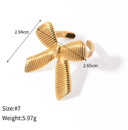 316 Stainless Steel  18K Gold Plated IG Style Casual Bow Knot Open Rings