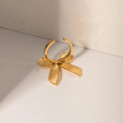 316 Stainless Steel  18K Gold Plated IG Style Casual Bow Knot Open Rings