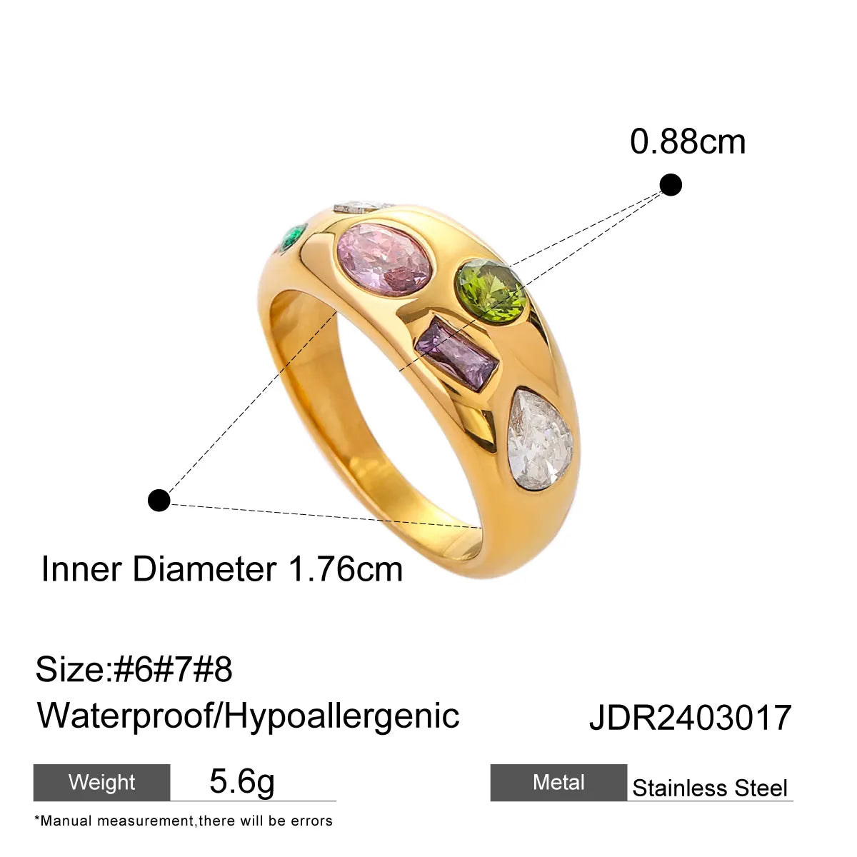 316 Stainless Steel  18K Gold Plated Simple Style Classic Style Plating Inlay Color Block Zircon Rings