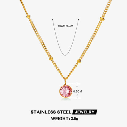 316 Stainless Steel  18K Gold Plated Simple Style Classic Style Plating Inlay Solid Color Artificial Rhinestones Pendant Necklace