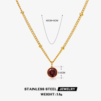 316 Stainless Steel  18K Gold Plated Simple Style Classic Style Plating Inlay Solid Color Artificial Rhinestones Pendant Necklace