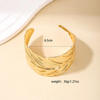 Basic Simple Style Classic Style Leaves Solid Color 304 Stainless Steel Bangle In Bulk