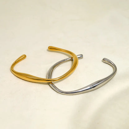 Casual Simple Style Solid Color 316 Stainless Steel  14K Gold Plated Bangle In Bulk