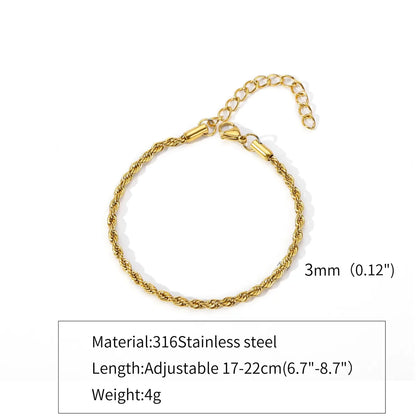 316 Stainless Steel  Gold Plated Hip-Hop Retro Plating Solid Color Bracelets