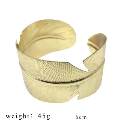 316 Stainless Steel  Simple Style Classic Style Feather Feather Bangle