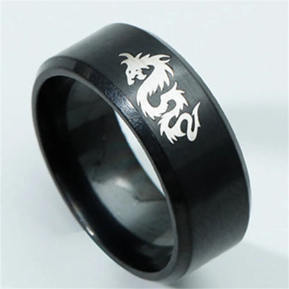 316 Titanium Steel Ring Men'S Dragon Pattern Ring