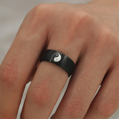 316 Titanium Steel Ring Men'S Tai Chi Yin And Yang Ring