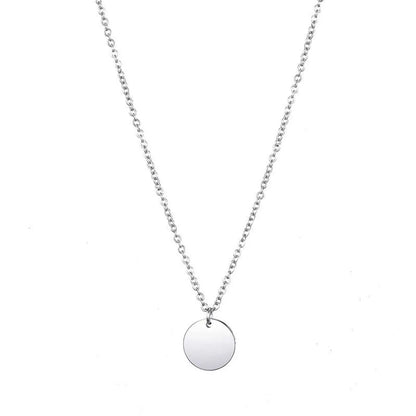 316l New Simple Stainless Steel Geometric Round Pendant Female Short Gold-plated Accessories Necklace