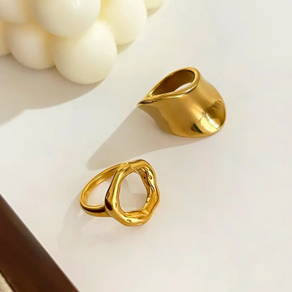 316L Stainless Steel  18K Gold Plated Basic Modern Style Classic Style Irregular Geometric Rings