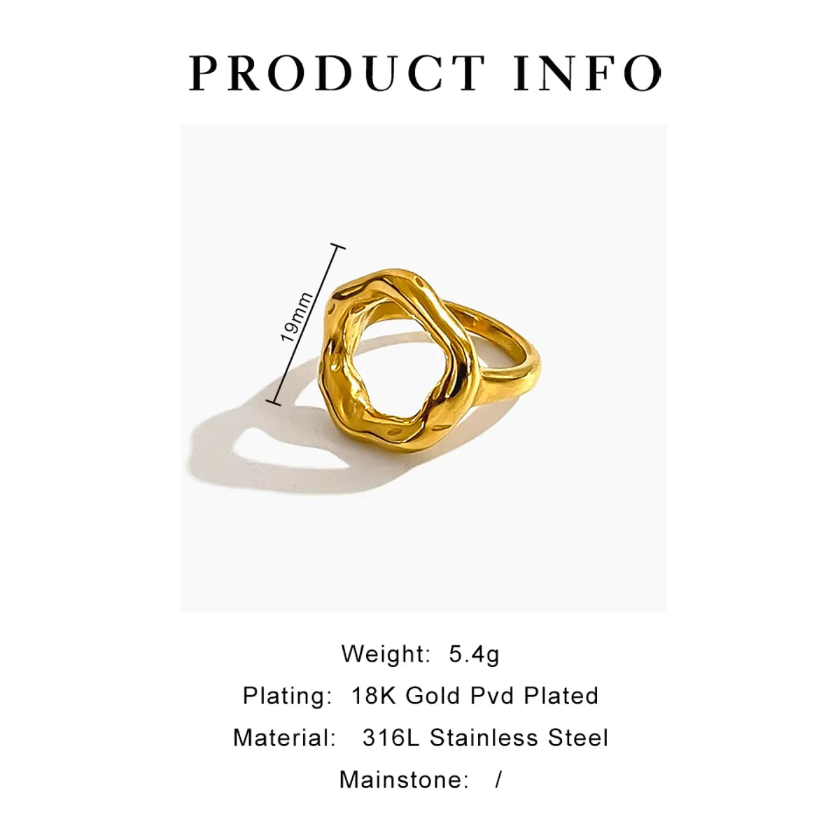 316L Stainless Steel  18K Gold Plated Basic Modern Style Classic Style Irregular Geometric Rings